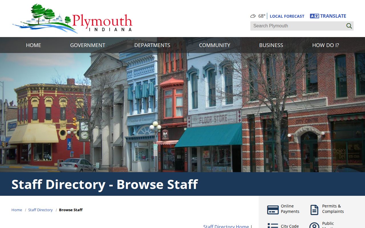 Plymouth Police Department official arrest-record contact page in Marshall County